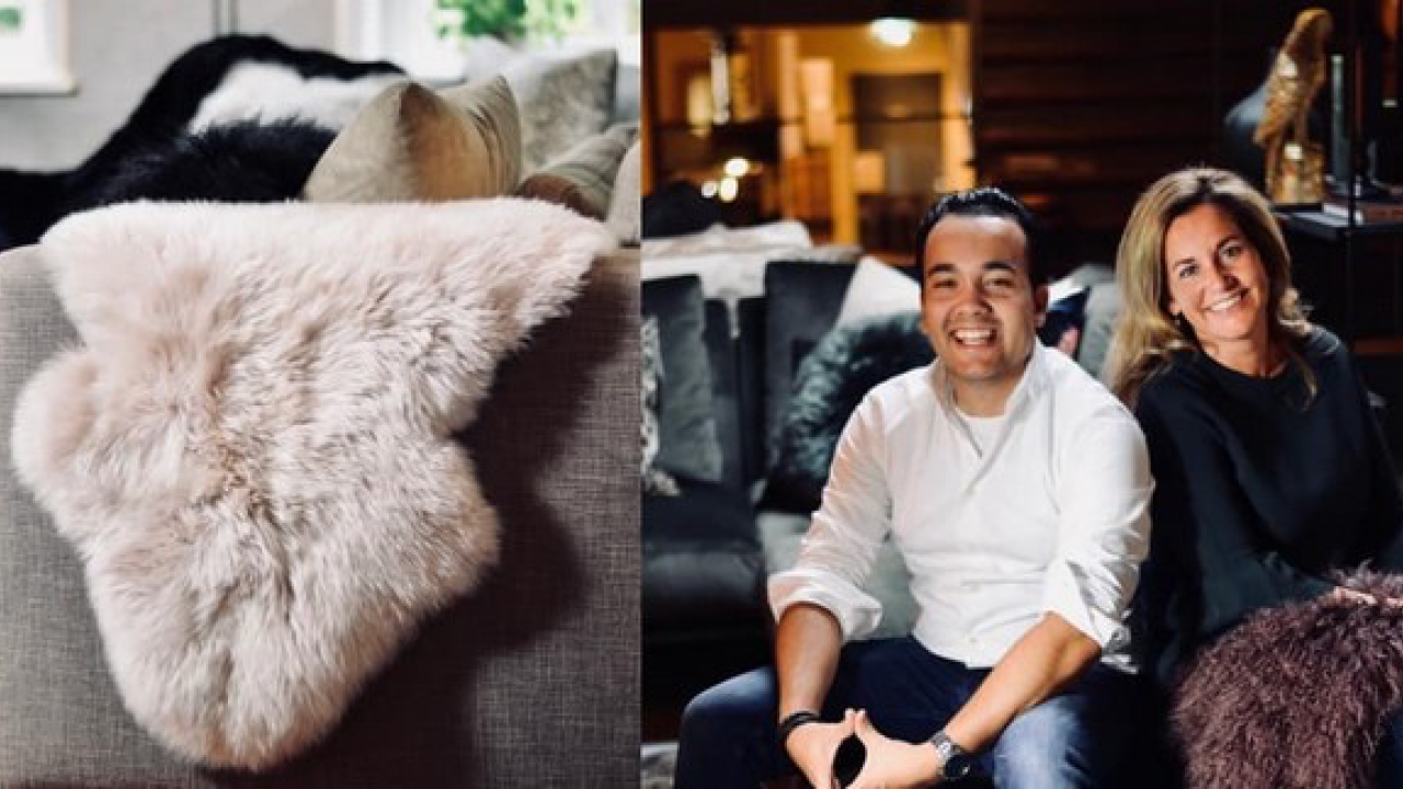 Homedecoration schapenvachten koeienhuiden interieur Beurs Eigen Huis