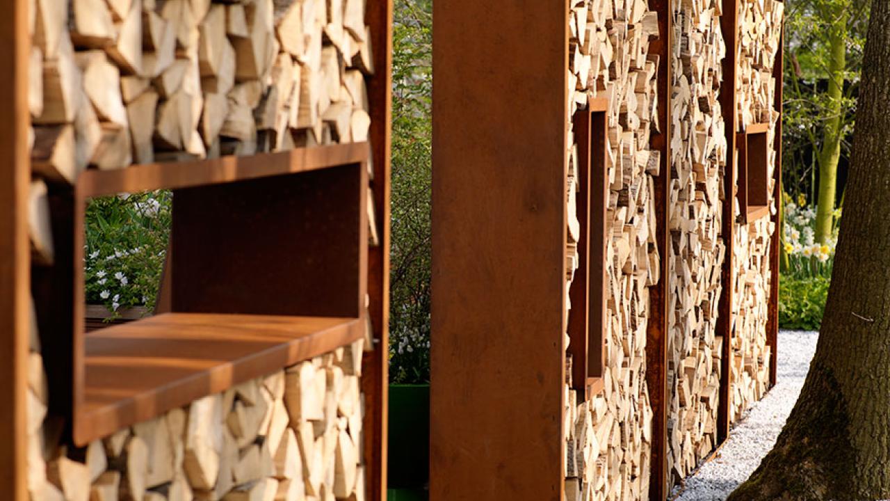 Tuinhaard tuin hout opslag inspiratie REALISEER JE DROOMTUIN