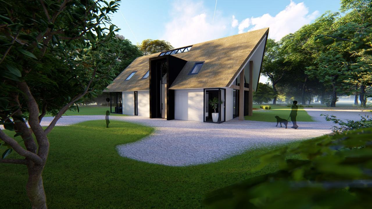 rieten dak villa beurs eigen huis